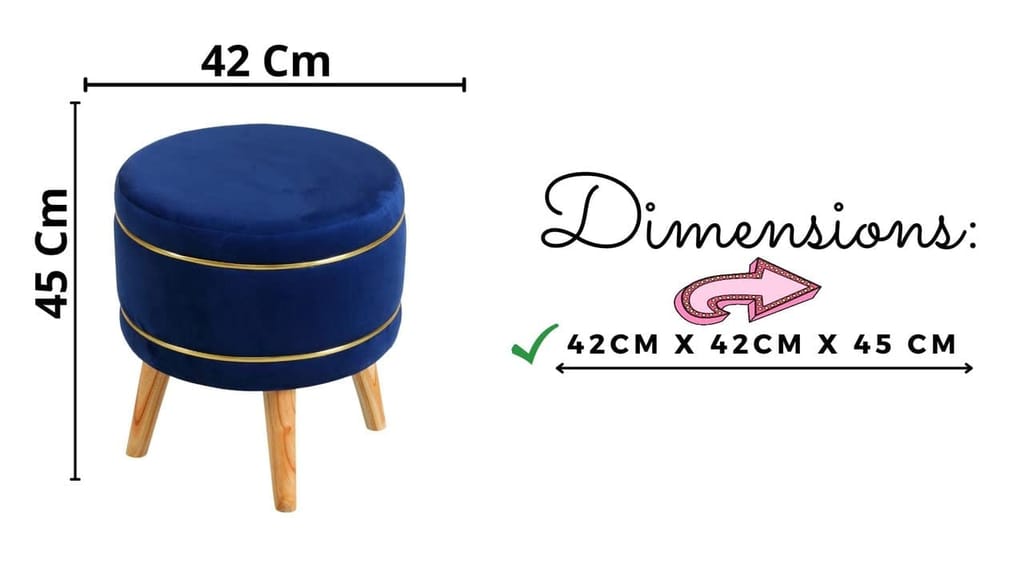 ShadowKart Pouffes Sitting Stool for Living Room, Mudda Puffy Wooden Ottoman Stools, Pouffe Footstool, Pouf for Office Home Decoration & Dressing Table, 16x16x18 Inch view 2