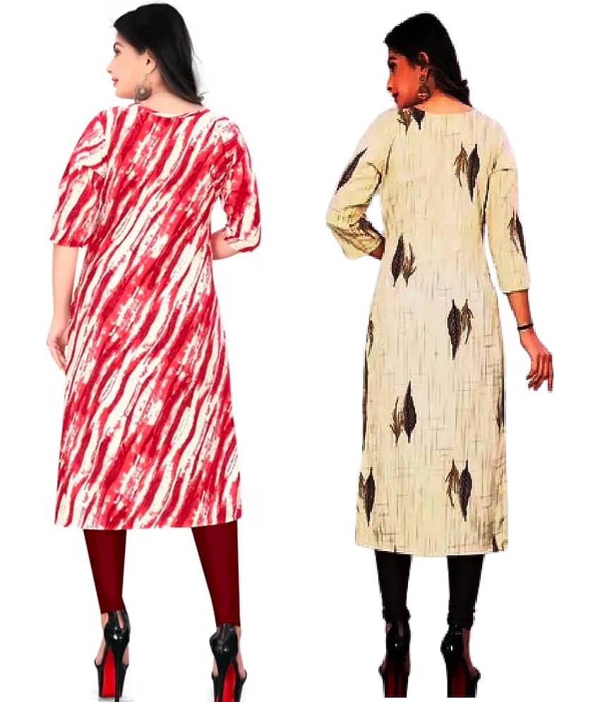 VACHHARAJ GROUP Crepe Printed A-line Women's Kurti - Red,Grey ( Pack of 2 ) view 2