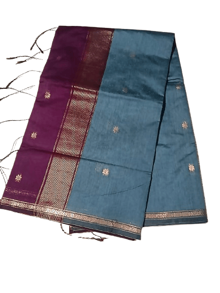 Kalyani Cotton Saree for Women | Soft Pure Cotton Saree with Blouse Piece | Traditional Daily Wear Handloom Style Saree | Lightweight Breathable Cotton Saree for Office, Casual & Festive Wear with contrast blouse view 2