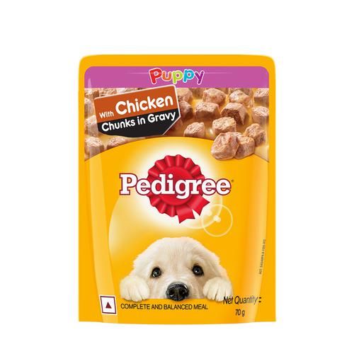 Pedigree Puppy Wet Dog Food, Chicken Chunks in Gravy pack of 3 x 70 gms