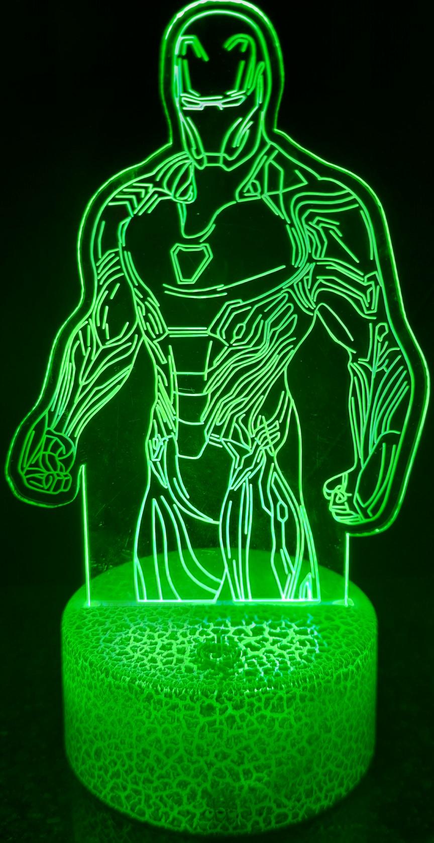 3D Acrylic Illusion Lights Iorn Man| 16colors Touch & Remotecontrol| Battery & USB type view 2