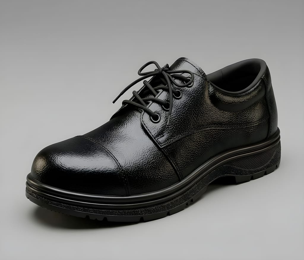Latest Stylish Men Leather Black Police Duty Shoes | Lace-Up Formal Uniform Shoes | Comfortable Daily Wear Footwear For Men view 2