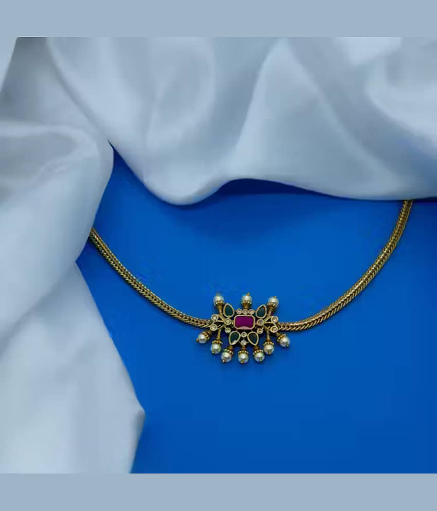 ROFARWORD Gold Brass Necklace Set ( Pack of 1 ) view 2