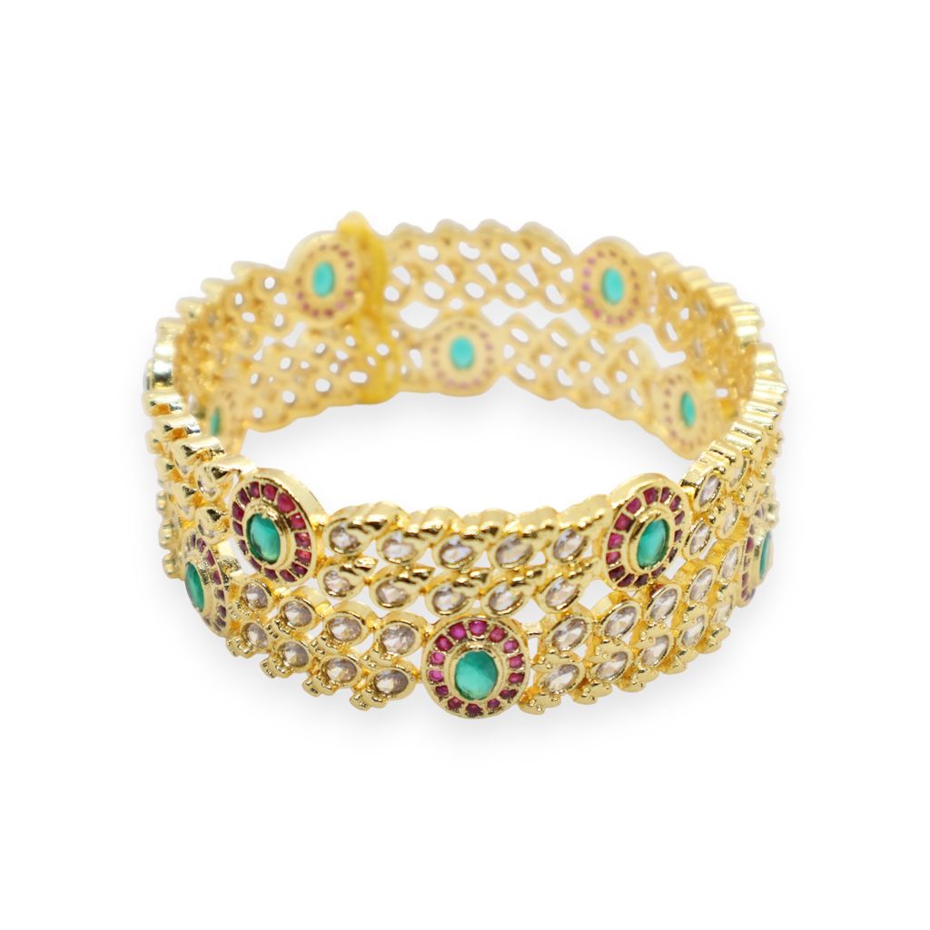 Elegant Gold-Plated Kundan & Stone Studded Bangle view 2