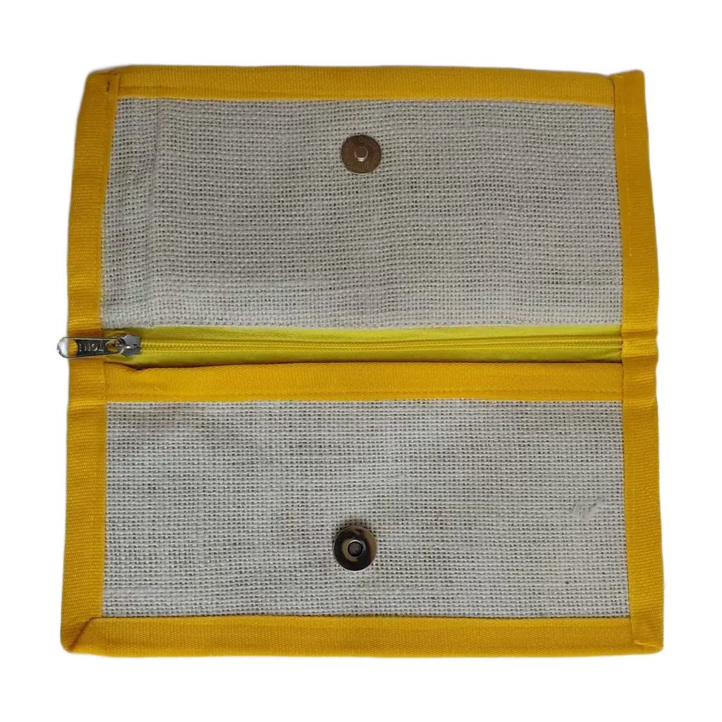 Yellow and Natural Color Hand Pouch view 2