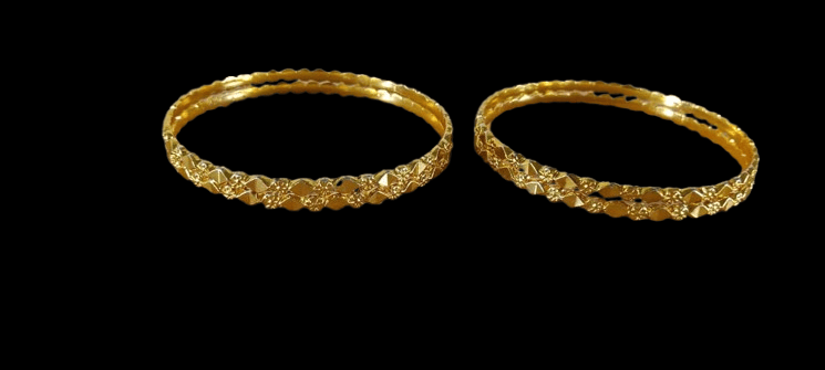 Gold Plated Textured Bangle Set of 4 view 2