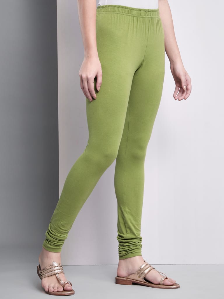 SOFT COLORS Women's Skinny Fit Ethnic Wear Churidar Leggings (Mehndi) view 2