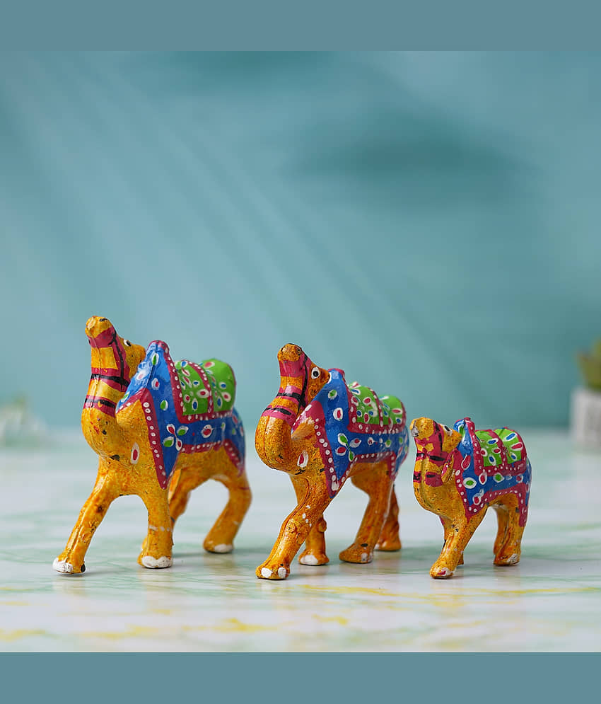 eCraftIndia Yellow & Green 3 Pieces Camel Statue Figurines Showpiece view 2