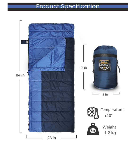 RhinoKraft Camping Sleeping Bag - 3 Season Warm & Cool Weather - Summer, Spring, Winter, Lightweight, for Adults & Kids - Camping Gear Equipment, Traveling and Outdoors view 2