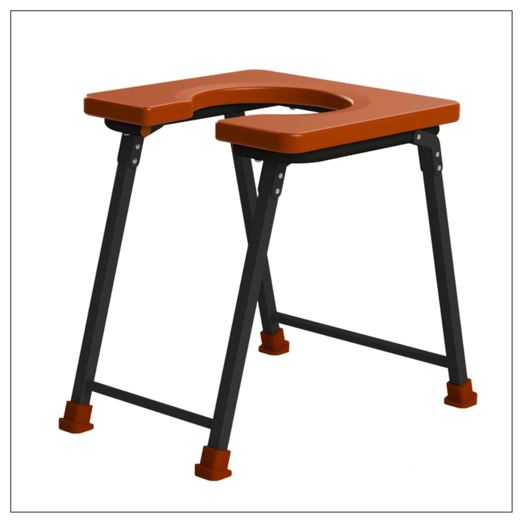 MS Commode Stool Support 90kg Red | Portable Chair for Camping and Hiking