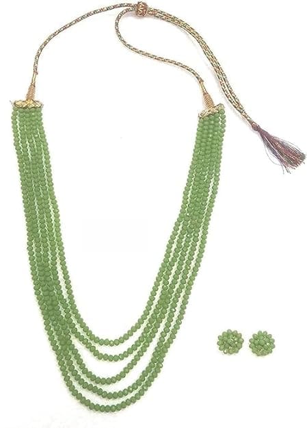 A V FASHION - Crystal Stone Beads 5 Layer Necklace set 16 Inch Long Light Green Color For Women and Girl Fashion Jewellery (Same as Shown In Image) view 2