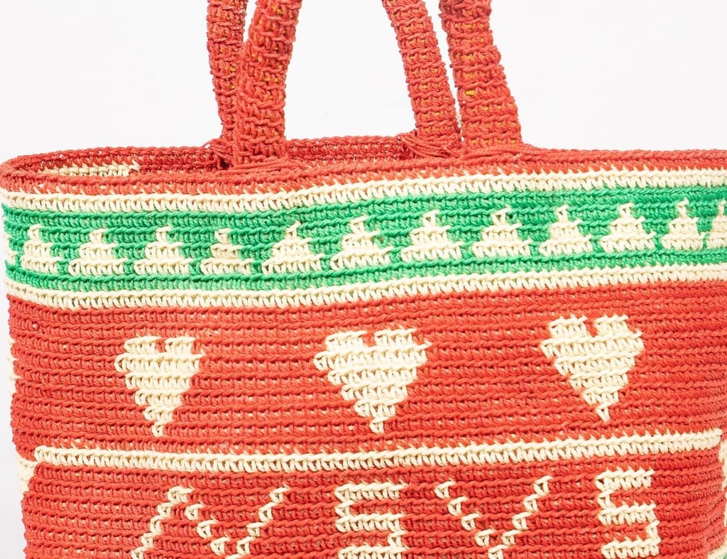 Handwoven Market Tote Bag with Colorful Geometric Design view 2