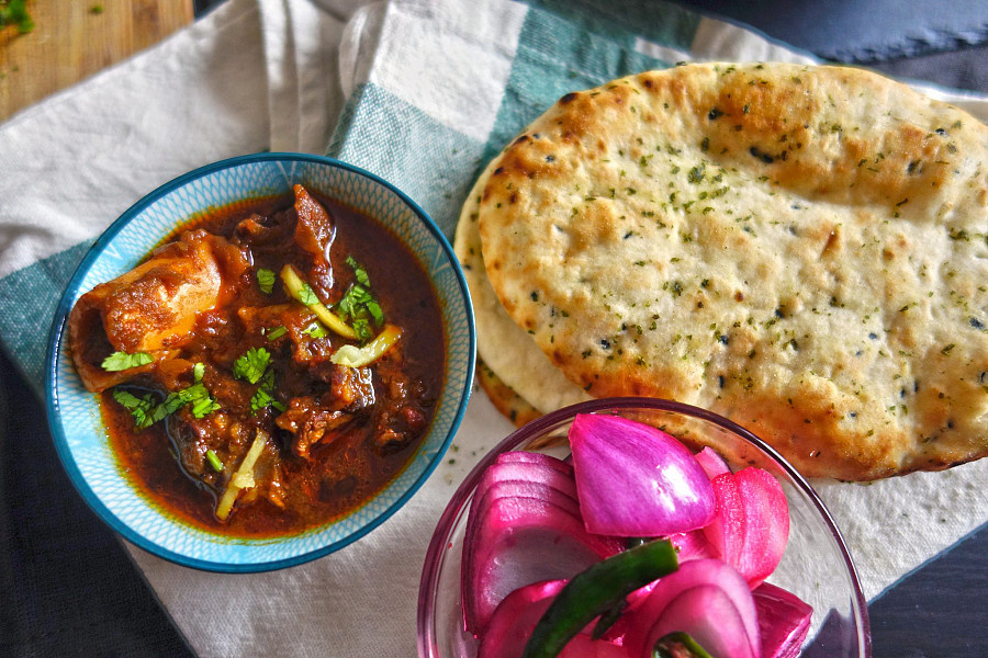 Mutton curry with butter nan