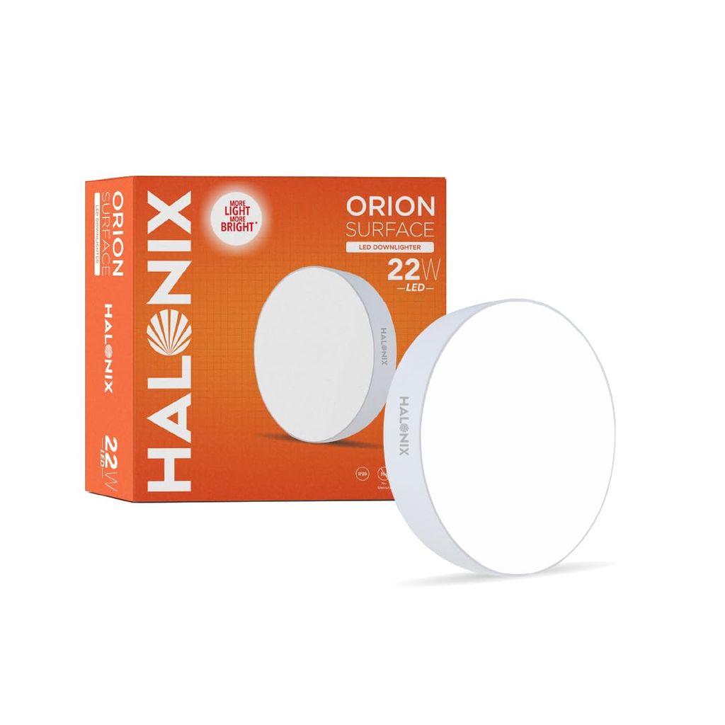 22W White Orion Round Led Rimless Surface downlighter| Led Ceiling Light for Home, Shop and Office |Pack of 4, White. view 2