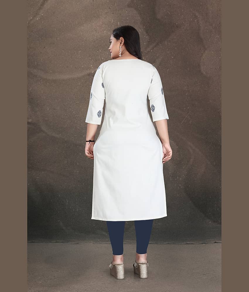 Hetsa Women Cotton Printed A-line Kurti ( White ) view 2