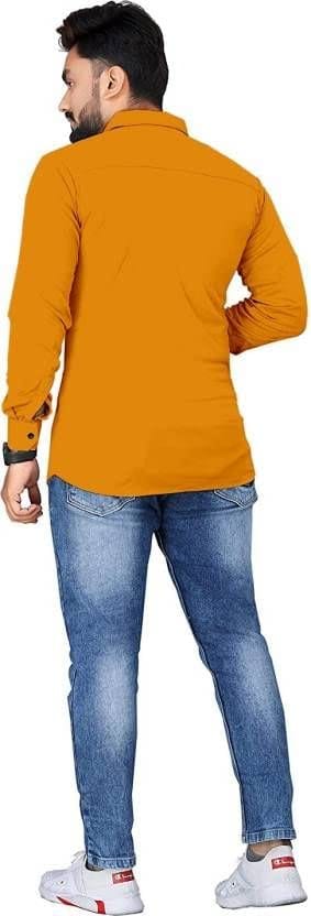 Men's Regular Fit Solid Full Sleeve Shirt MUSTARD