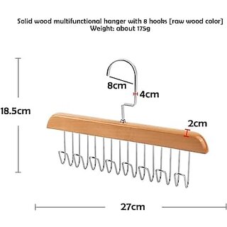 (Pack of 2) Wooden Hanger for Clothes Hanging Hangers for Wardrobe and Cupboard 8 Hook Adjustable Clothes Hanger for Lingerie Belt Scarf Tie Garments and Accessories view 2
