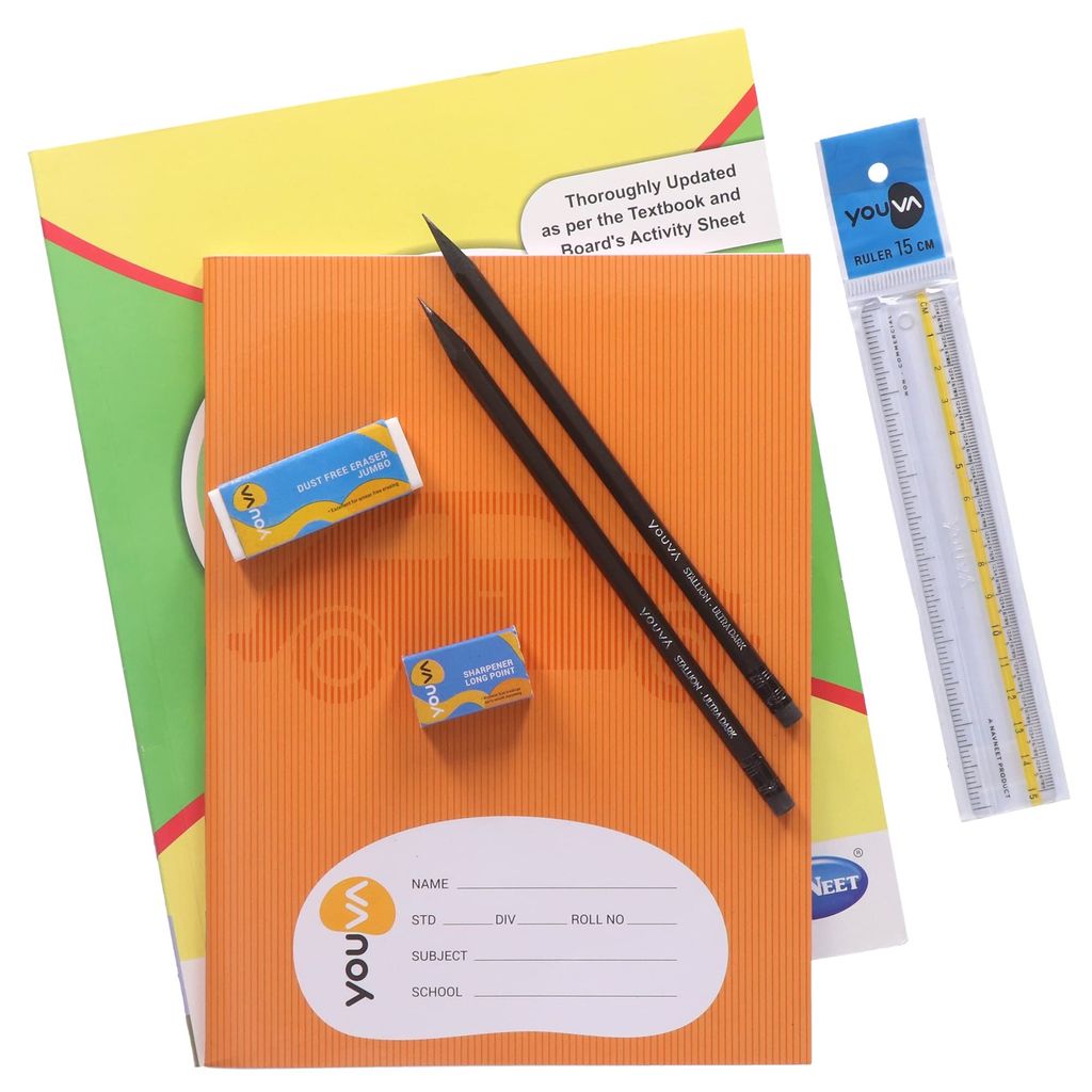 Navneet Youva Happiness Combo Science and Technology Study Kit 1 (1 Digest + 1 Notebook + 2 Pencils + 1 Sharpener + 1 Eraser + 1 Scale), Multi Colour view 2