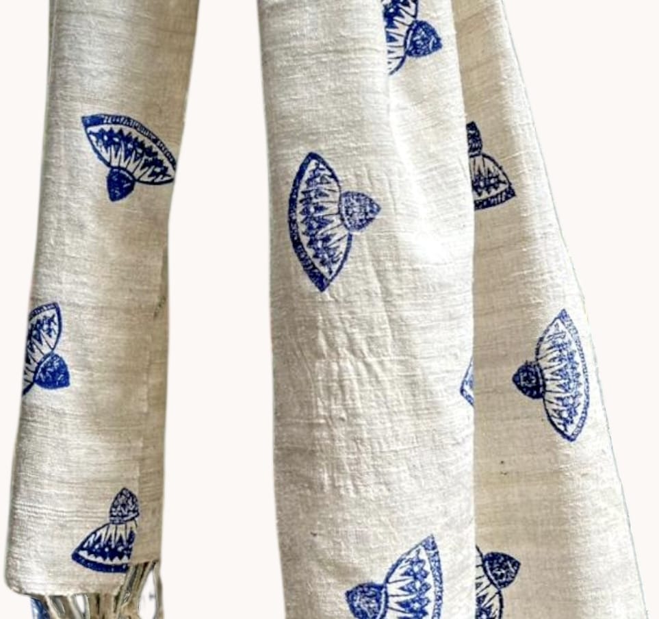 Hand Block Printed Eri Silk Muffler view 2
