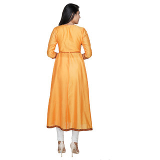 YES TEN Chanderi Anarkali Kurti (Yellow) view 2