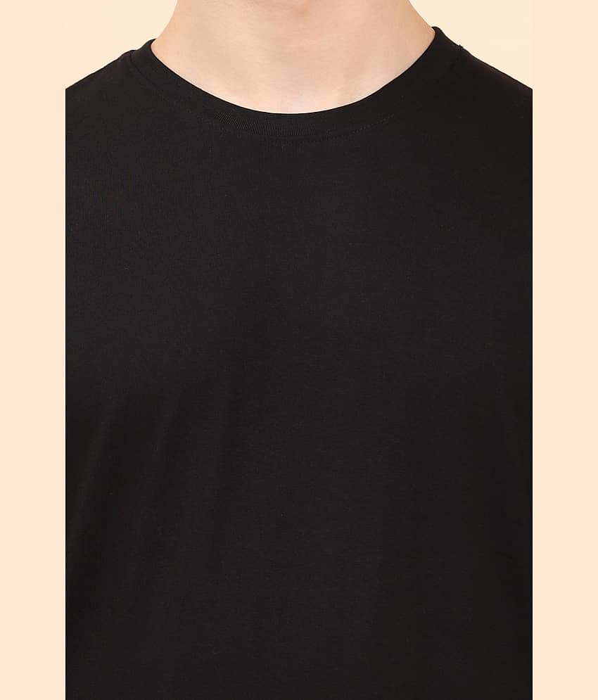 ENCIGER Men 100% Cotton Regular Fit Solid T-Shirt ( black ) view 2
