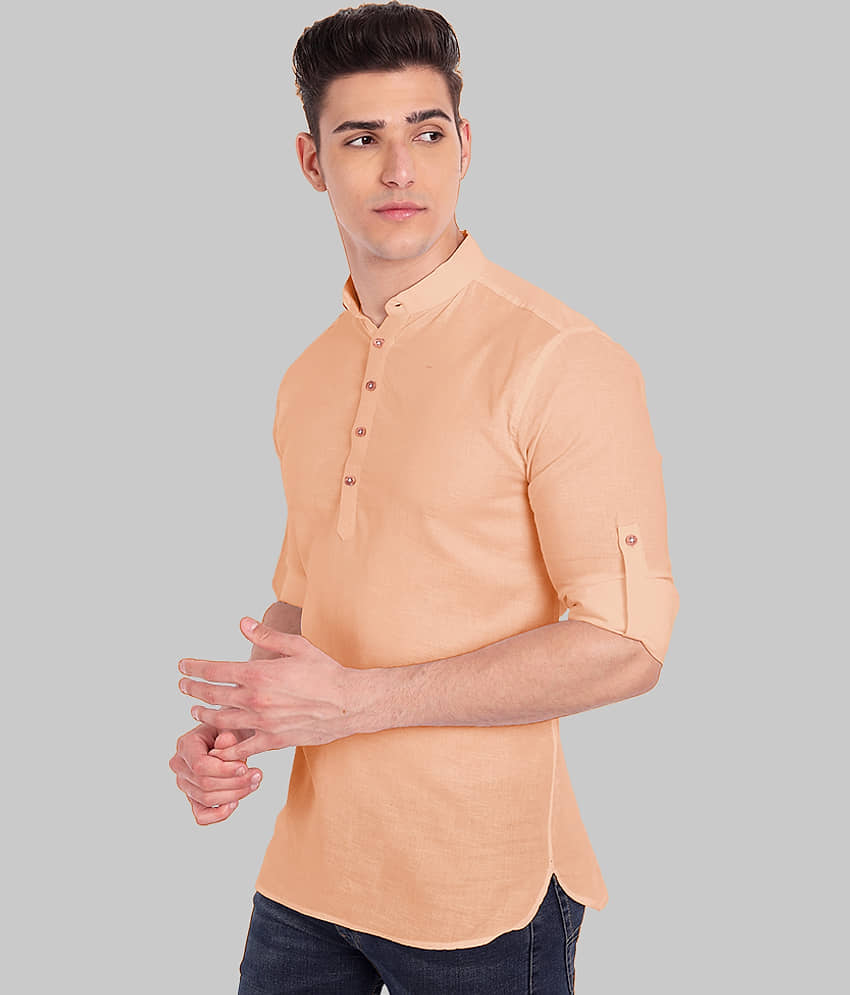 Vida Loca Linen Slim Fit Solids Rollup Sleeves Men's Casual Shirt - Black ( Pack of 1 ) view 2