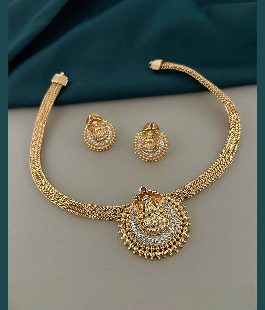 ROFARWORD Gold Brass Necklace Set ( Pack of 1 ) view 2