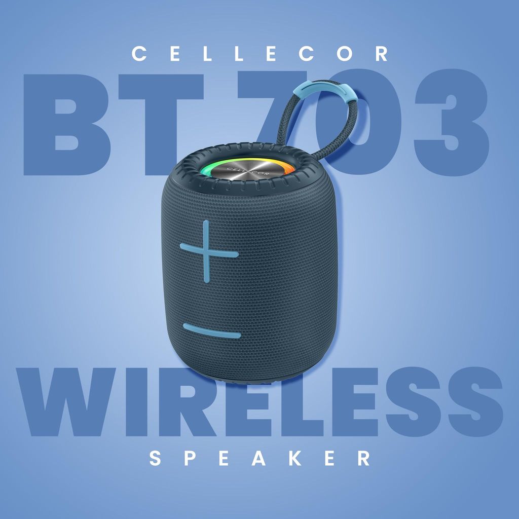 CELLECOR BT-703 6W Mini Portable Wireless Speaker | 6 Hour Playtime | 5.0V | Bluetooth Speaker with RGB Light - Blue view 2