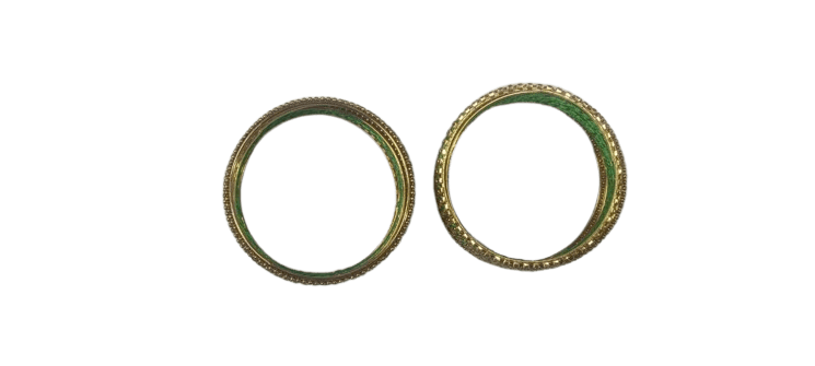 Gold and Green Glass Bangle Set view 2