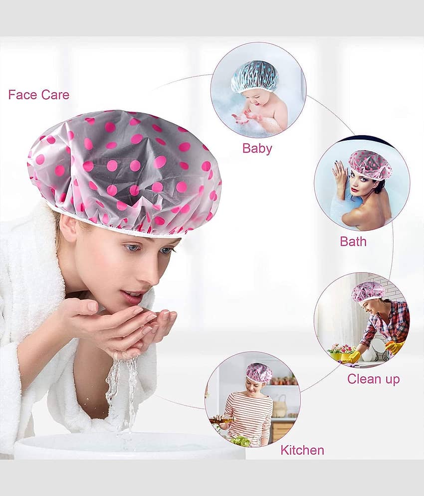 UNAGARRISE Multicolor Plastic Shower Cap ( Pack of 3 ) view 2