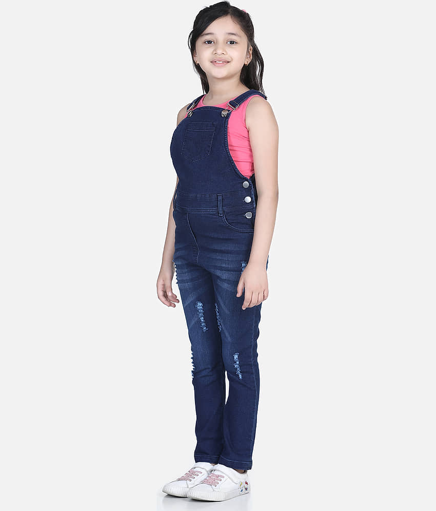 StyleStone Girls Denim Dungarees ( Pack of 1 , Blue ) view 2