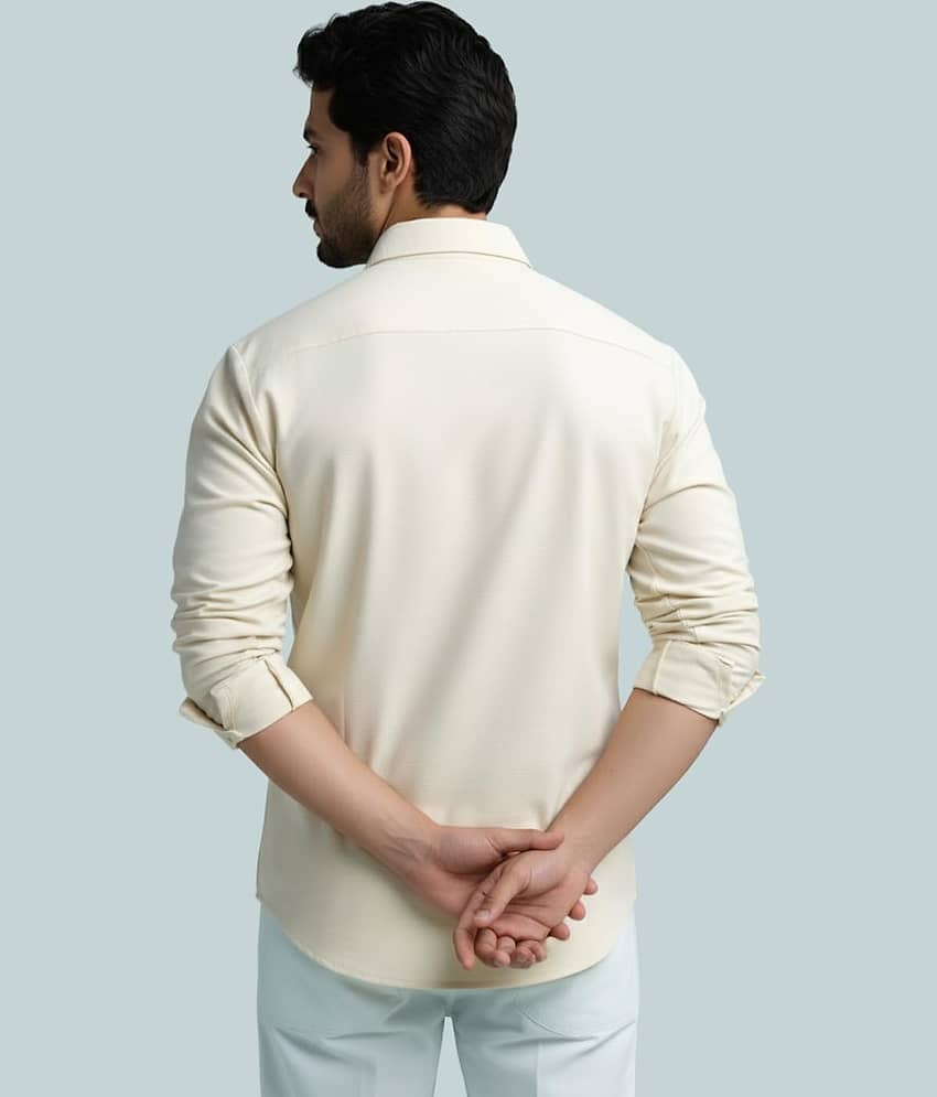 Vida Loca Cotton Blend Plain Shirt Style Kurta For Men ( Beige ) view 2