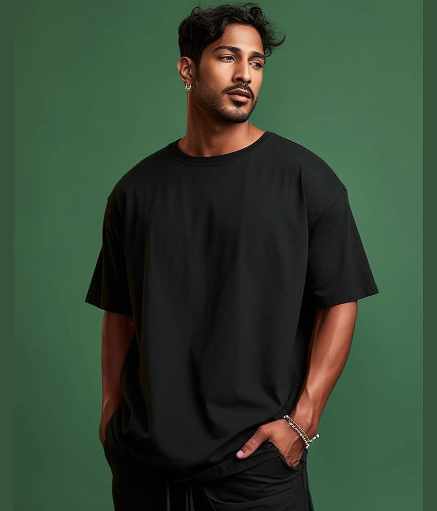 Prabhu Bhakti Pack of 1 100% Cotton Oversized Fit Men's T-Shirt ( Black ) view 2