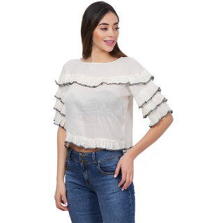 RAYON CRAP CROP TOP (WHITE) view 2