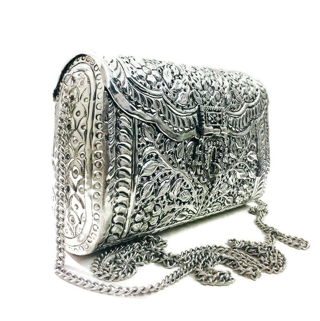 women gift bridal bag Brass Metal Clutch Sling Bag Indian Ethnic Antique clutch view 2