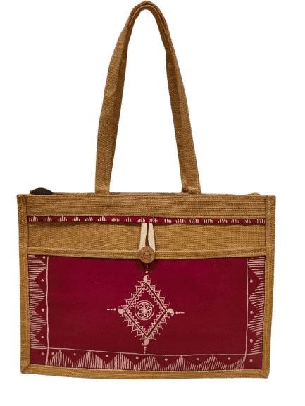 Ladies hand bag made of Jute