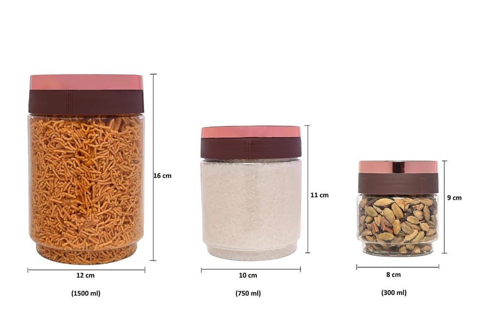 KSI Stackable Containers for Kitchen Stackable Jars for Kitchen Stackable Storage Box for Kitchen Spice Jar Airtight Plastic Containers For Kitchen Pack of 6 (2 Pieces of 300 ml, 2 Pieces of 750 ml, 2 Pieces of 1500 ml) view 2