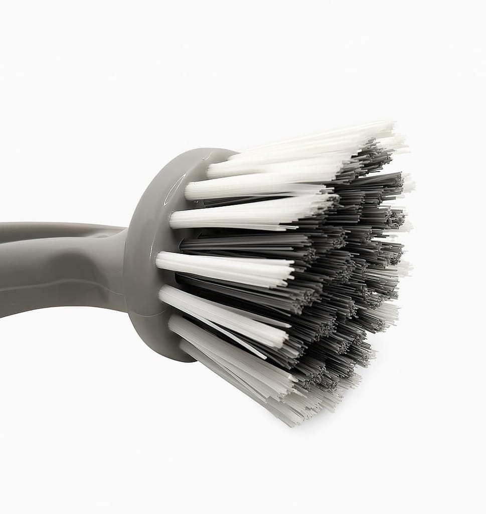 Grey � Kitchen Sink Scrub Brush � Round Bristle Head with Ergonomic Handle � Tough Cleaning Multipurpose Scrubber for Dishes, Pans, Basins & Surfaces � Scrub Brushes view 2