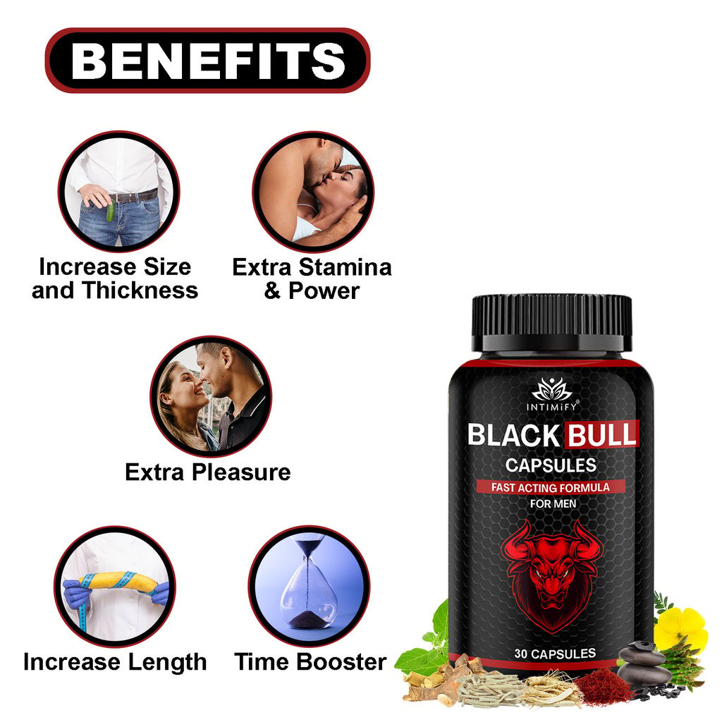 Intimify Black Bull capsules, sexual stamina supplements, sexual wellness men, Increase Size, Time Booster, Extra Pleasure (30 caps) view 2