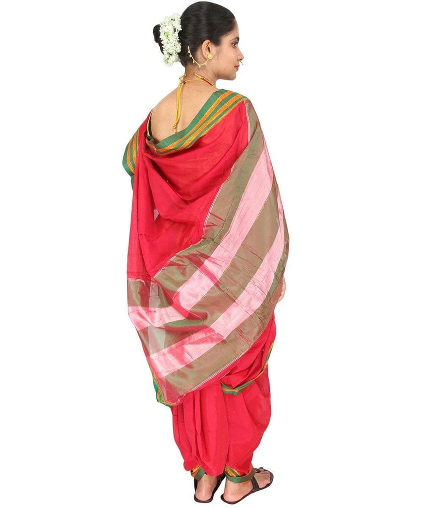 Readymade Red Nauwari Saree view 2