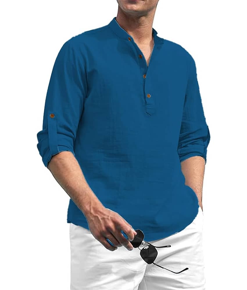 Vida Loca Light Blue Cotton Blend Men's Shirt Style Kurta ( Pack of 2 ) view 2