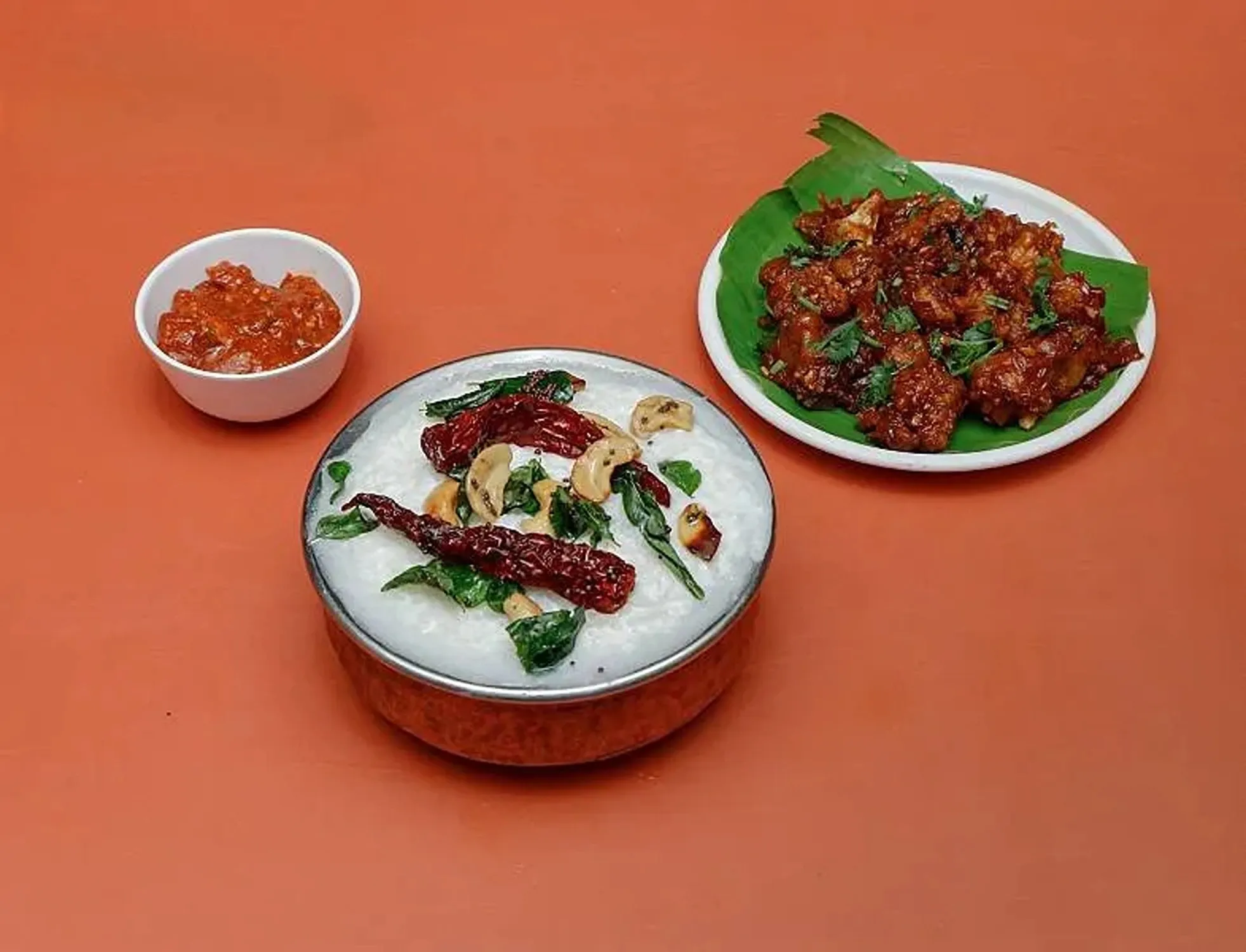 Curd Rice With Gobi Manchurian