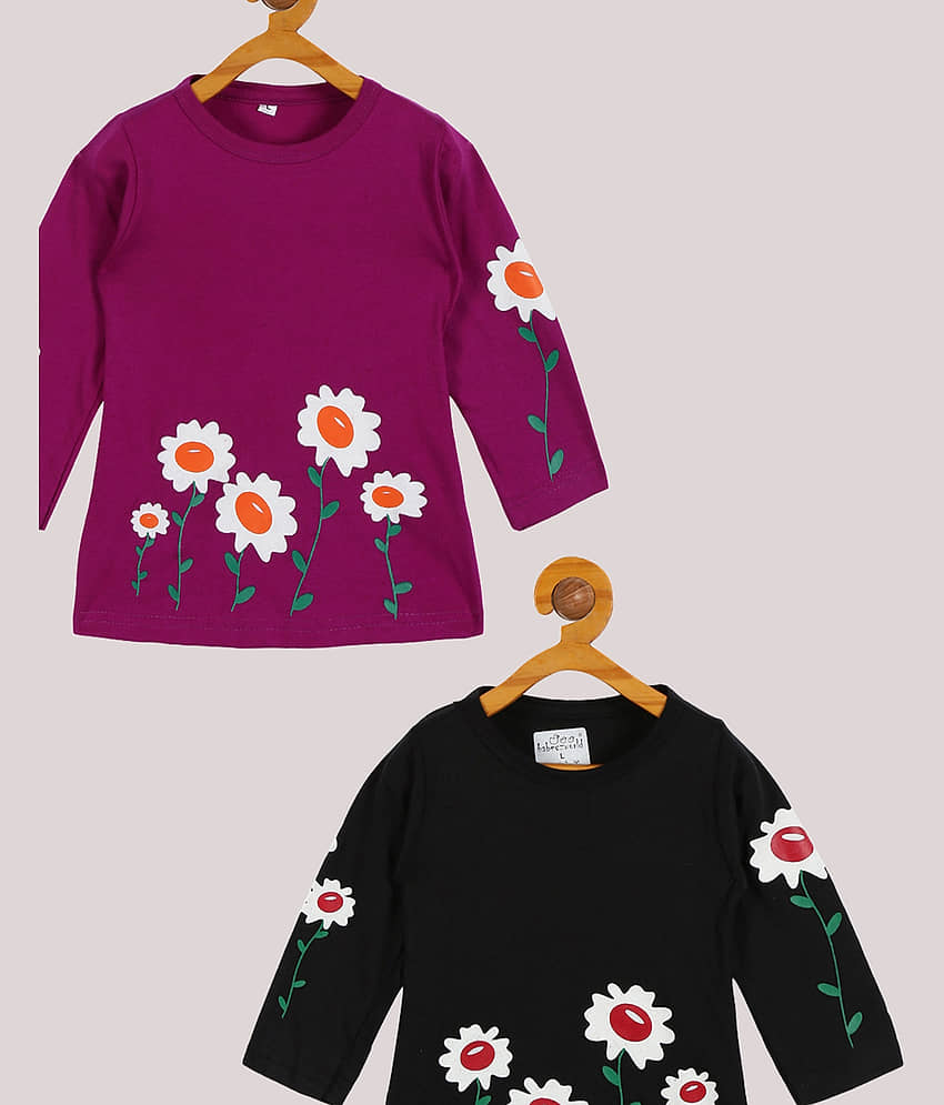 Babeezworld Pack of 2 Baby Girls Cotton T-Shirt ( Multi ) view 2