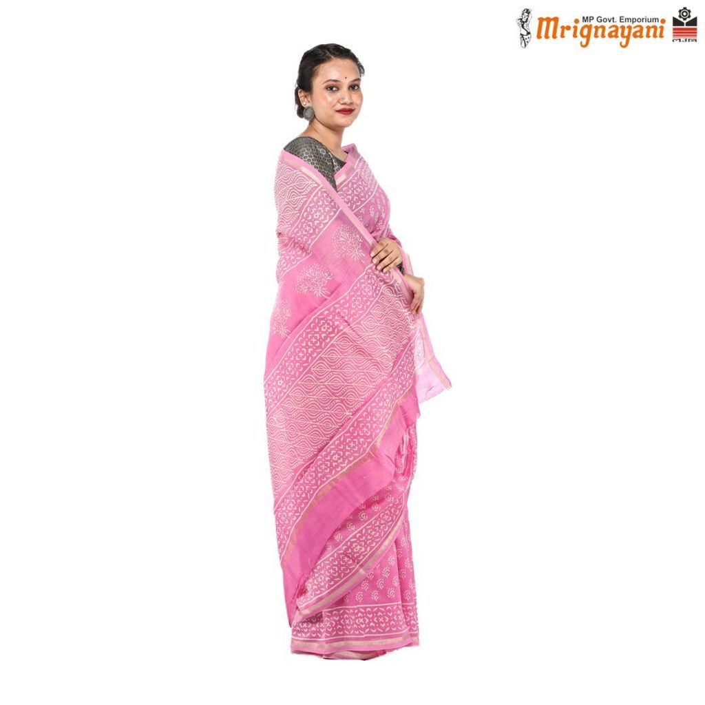 HANDLOOM CHANDERI SILK SAREE WITH BLOUSE (SKU - 1SCZ01250522 , SAREE - 1244) view 2
