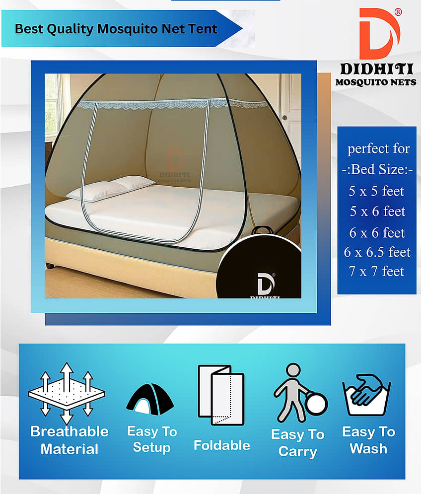 didhiti - Dark Blue Polycotton Foldable Mosquito Net ( Pack of 1 ) view 2