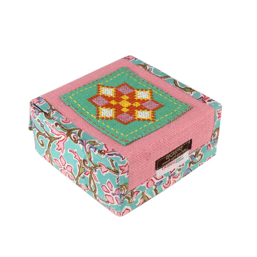 Tribes India Handmade Pink Jute 2 Compartment Gift Box view 2