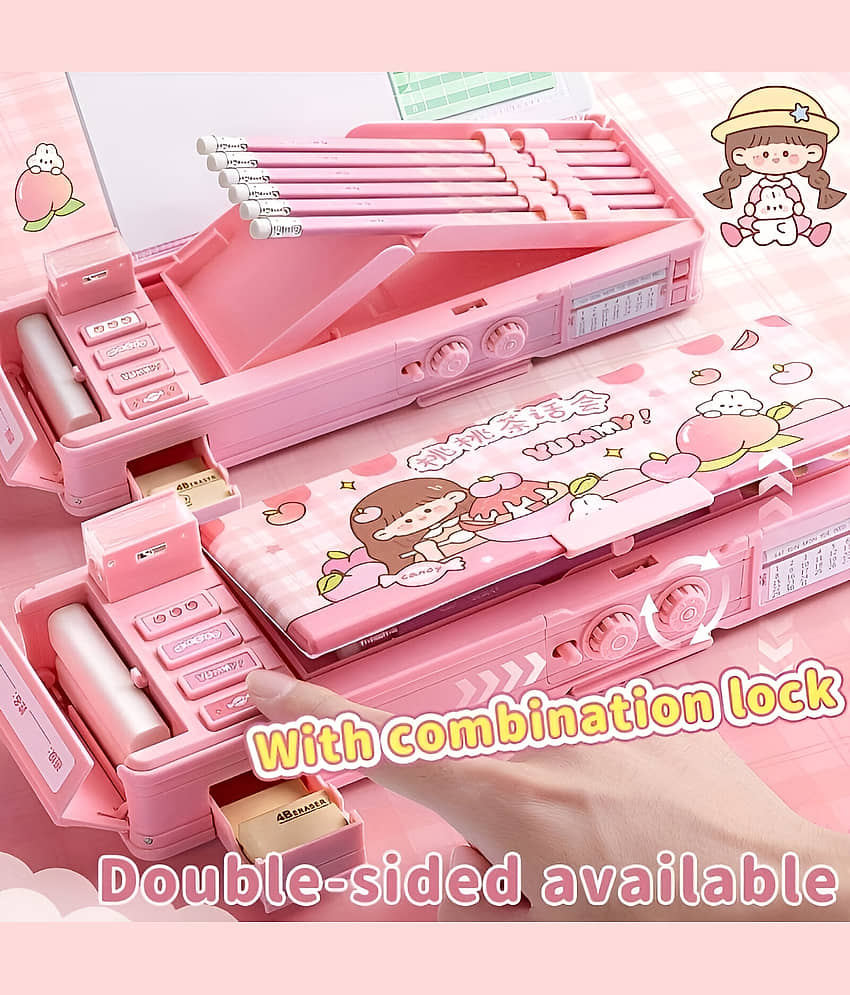 Villy Pencil Box for Boys & Girls, Plastic Password Lock Pencil Box for School view 2