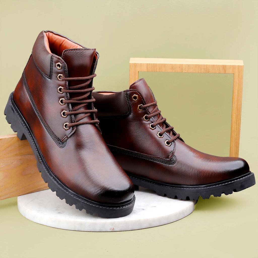 Bxxy's Faux Leather Chelsea Ankle Lace-up Boots for Men view 2