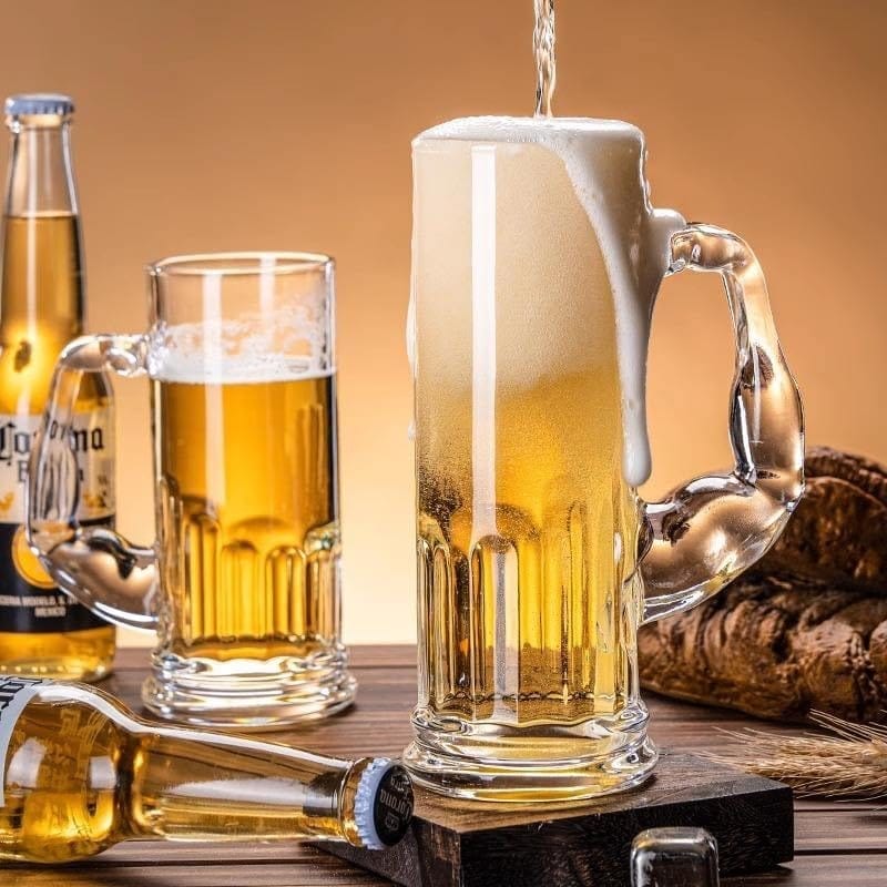 Large Muscle Beer Mug with Handle, 600 ML, Set of 1, Long Tall Jumbo Big Size Drinking Glass, Funny Shape Stein for Bar Beverages, Perfect for Man view 2