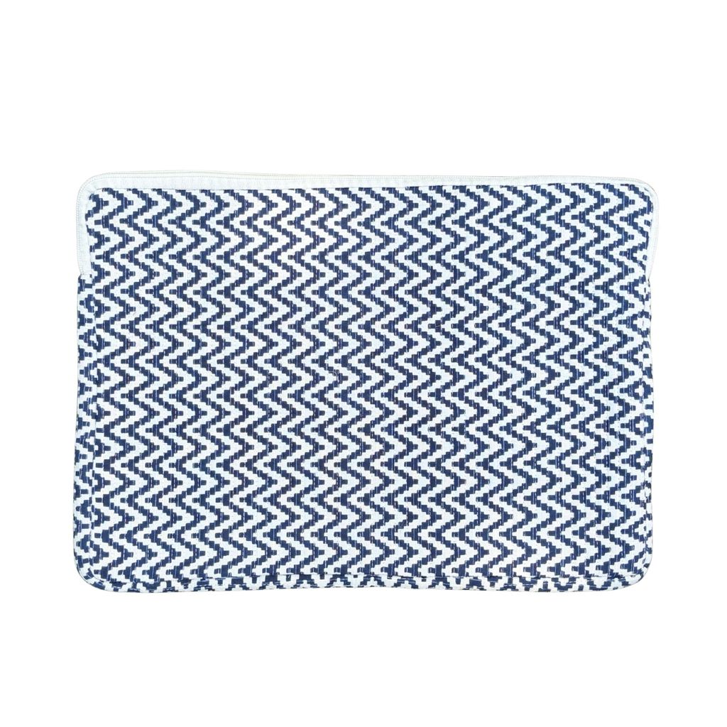 Desert Drift Block Print Quilted Cotton Laptop Sleeve With Front Pocket Black 10"X15"